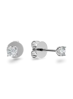 Cercei Lotus din aur alb cu diamante solitaire de 0.5ct create in laborator