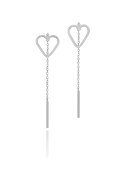 Cercei lungi cu inima din aur alb