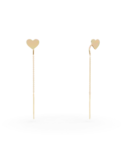 Cercei lungi cu inima din aur galben