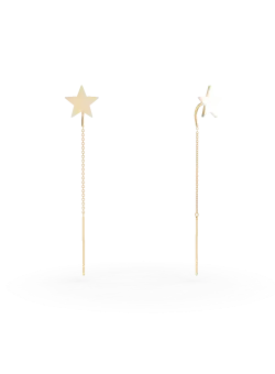 Cercei lungi cu stea din aur galben