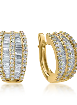 Cercei on-ear din aur galben cu diamante de 1ct