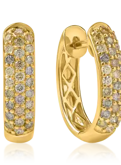 Cercei rotunzi din aur galben cu diamante multicolore de 0.75ct