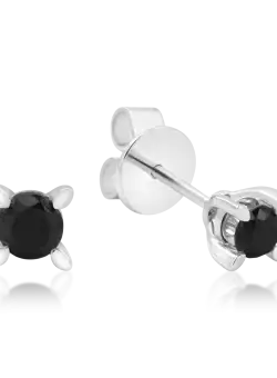 Cercei stud din aur alb cu diamante negre de 0.4ct