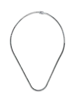 Colier tennis din aur alb cu diamante negre de 1.6ct