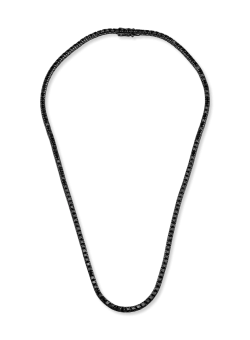 Colier tennis din aur negru de 18K cu diamante negre de 8.7ct