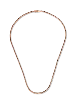 Colier tennis din aur roz de 18K cu diamante negre de 2.4ct