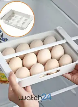 Cutie organizator pentru 12 oua, sistem prindere pe etajera