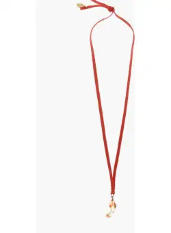 forte_forte Suede Necklace With Glass Pendant And Knot Red