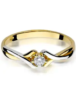 Inel colectia Luxury Aur Galben/Alb 14K cu Diamant 0.10ct