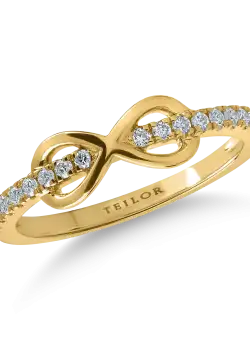 Inel cu infinit din aur galben cu diamante de 0.1ct