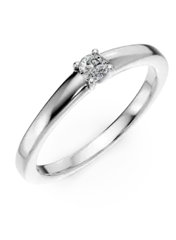 Inel de logodna din aur alb cu diamant solitaire de 0.097ct