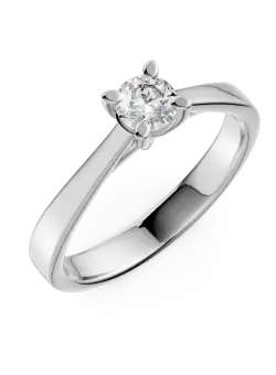 Inel de logodna din aur alb cu diamant solitaire de 0.2ct