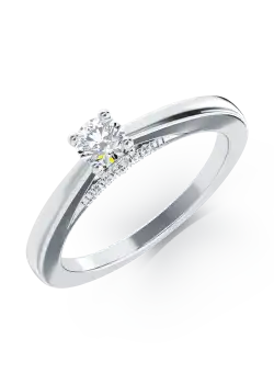 Inel de logodna din aur alb de 18K cu diamant de 0.12ct si diamante de 0.05ct