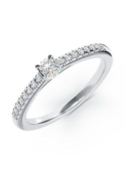 Inel de logodna din aur alb de 18K cu diamant de 0.14ct si diamante de 0.16ct