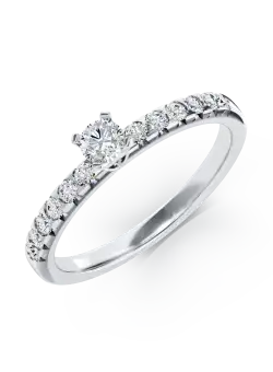 Inel de logodna din aur alb de 18K cu diamant de 0.15ct si diamante de 0.25ct
