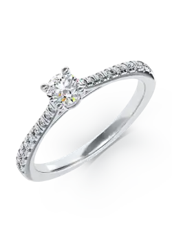 Inel de logodna din aur alb de 18K cu diamant de 0.16ct si diamante de 0.17ct