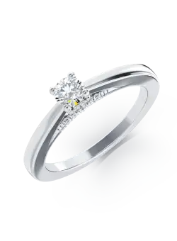 Inel de logodna din aur alb de 18K cu diamant de 0.19ct si diamant de 0.05ct