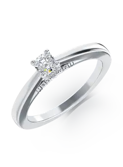 Inel de logodna din aur alb de 18K cu diamant de 0.2ct si diamante de 0.04ct