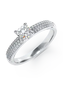 Inel de logodna din aur alb de 18K cu diamant de 0.31ct si diamante de 0.27ct