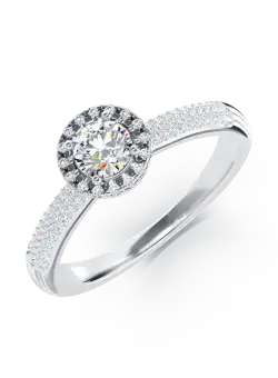 Inel de logodna din aur alb de 18K cu diamant de 0.33ct si diamante de 0.36ct