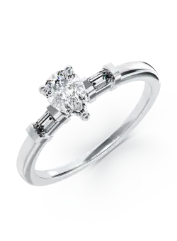 Inel de logodna din aur alb de 18K cu diamant de 0.4ct si diamante de 0.08ct