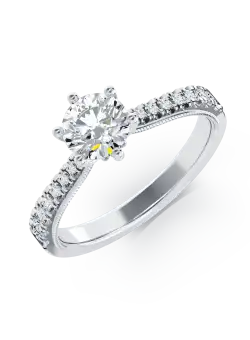 Inel de logodna din aur alb de 18K cu diamant de 0.4ct si diamante de 0.22ct