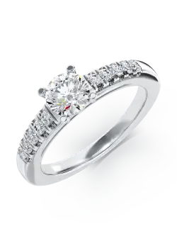 Inel de logodna din aur alb de 18K cu diamant de 0.52ct si diamante de 0.15ct