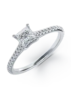 Inel de logodna din aur alb de 18K cu diamant de 0.61ct si diamante de 0.186ct