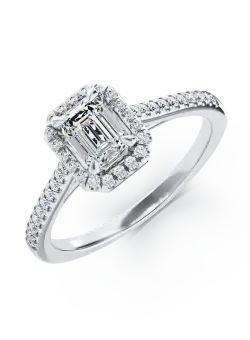 Inel de logodna din aur alb de 18K cu diamant de 0.6ct si diamante de 0.22ct