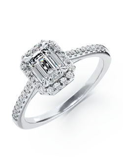 Inel de logodna din aur alb de 18K cu diamant de 0.7ct si diamante de 0.22ct