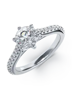 Inel de logodna din aur alb de 18K cu diamant de 1.01ct si diamante de 0.3ct