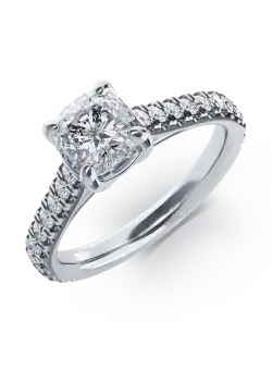 Inel de logodna din aur alb de 18K cu diamant de 1.2ct si diamante de 0.375ct