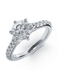 Inel de logodna din aur alb de 18K cu diamant de 1.31ct si diamante de 0.307ct