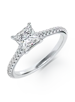 Inel de logodna din aur alb de 18K cu diamant de 1ct si diamante de 0.26ct