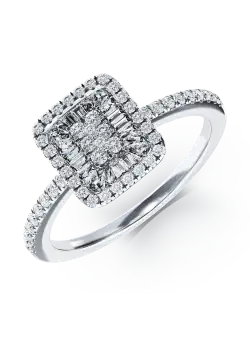 Inel de logodna din aur alb de 18K cu diamante de 0.27ct