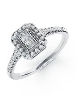 Inel de logodna din aur alb de 18K cu diamante de 0.37ct