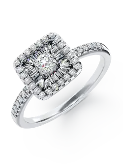 Inel de logodna din aur alb de 18K cu diamante de 0.41ct