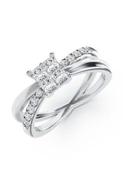 Inel de logodna din aur alb de 18K cu diamante de 0.46ct