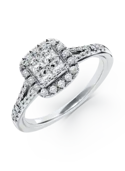 Inel de logodna din aur alb de 18K cu diamante de 0.53ct