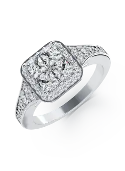 Inel de logodna din aur alb de 18K cu diamante de 0.86ct
