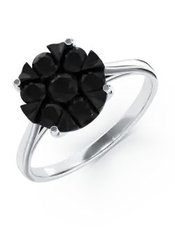 Inel de logodna din aur alb de 18K cu diamante negre de 0.6ct