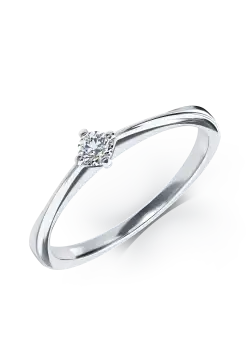 Inel de logodna din aur alb de 18K cu un diamant solitaire de 0.11ct