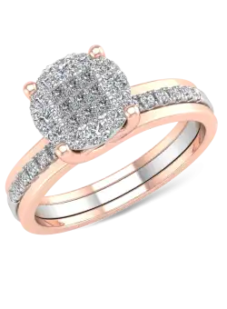 Inel de logodna din aur alb-roz de 18K cu diamante de 0.39ct