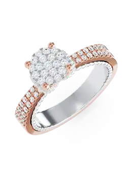 Inel de logodna din aur alb-roz de 18K cu diamante de 0.43ct