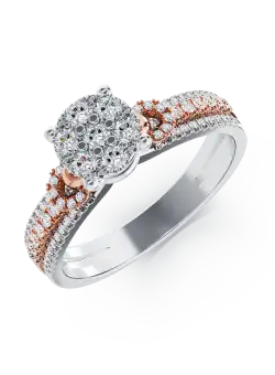 Inel de logodna din aur alb-roz de 18K cu diamante de 0.47ct