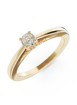 Inel de logodna din aur galben cu diamant de 0.11ct si diamante de 0.06ct
