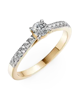Inel de logodna din aur galben cu diamant de 0.2ct si diamante de 0.1ct