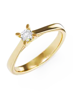 Inel de logodna din aur galben de 14K cu un diamant solitaire de 0.1ct