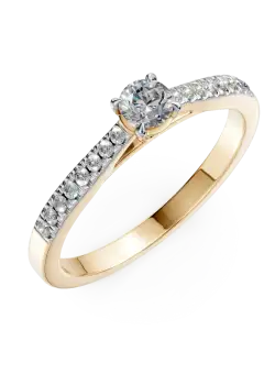Inel de logodna din aur galben de 18K cu diamant de 0.145ct si diamante de 0.158ct