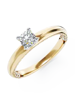 Inel de logodna din aur galben de 18K cu diamant de 0.19ct si diamante de 0.19ct